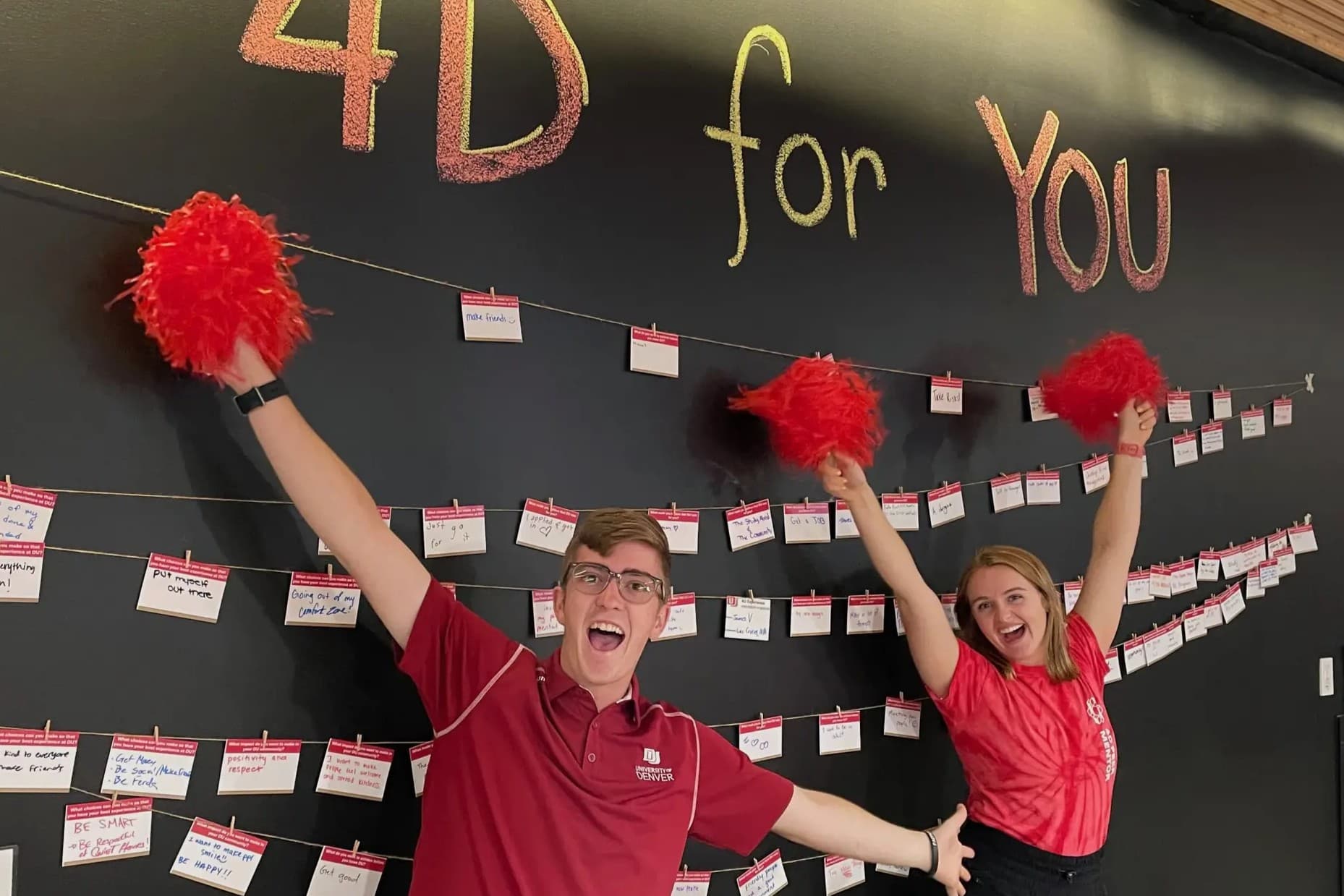 Male and female cheerleader